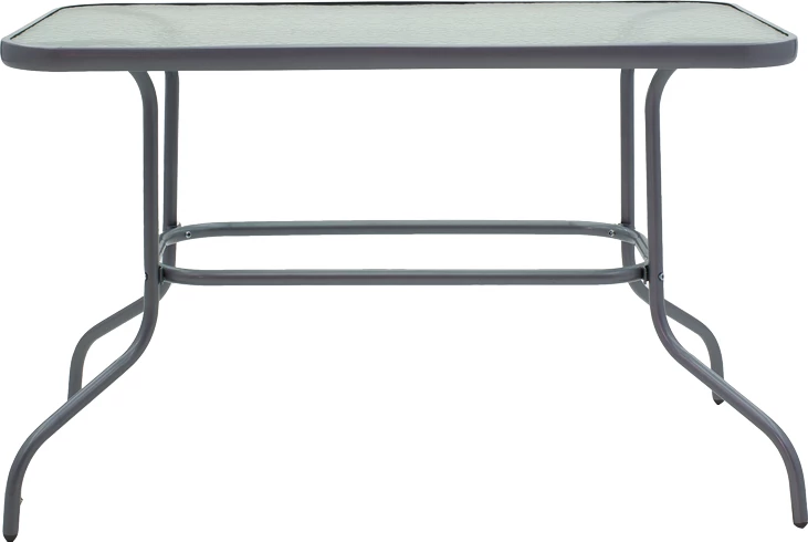 Tavolinë Valor metalike, ngjyrë gri e errët, xham 110x60x70cm