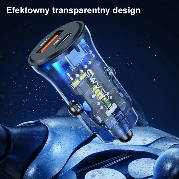 Karikues veture USAMS US-CC164 C32, 30W, 1x USB-A, 1x USB-C, i zi