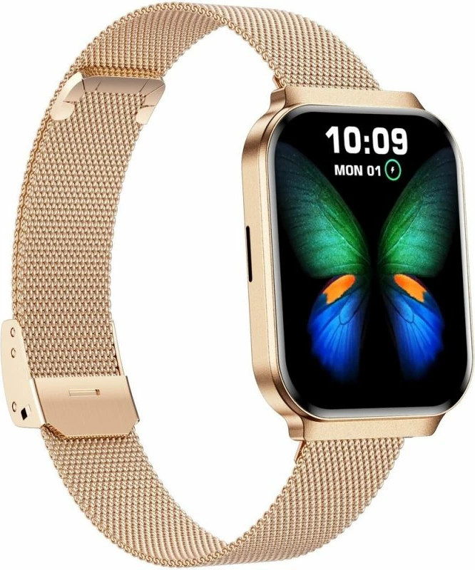 Smartwatch për femra Gravity GT44-1, rrip i bardhë + byzylyk rozë gold