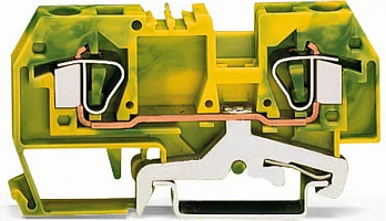 Klemë tokëzimi WAGO 282-907, 2-përçues, 6 mm², gjelbër/verdhe