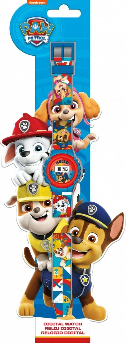 Orë digjitale fëmijësh, Kids Euroswan, PW19943, motiv Paw Patrol, bateri LR41 e përfshirë, rrip PVC 22 cm, shumëngjyrëshe
