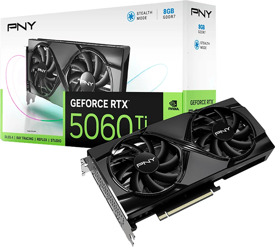 Kartelë grafike PNY GeForce RTX 5060 Ti 8GB GDDR7 Dual Fan, e zezë