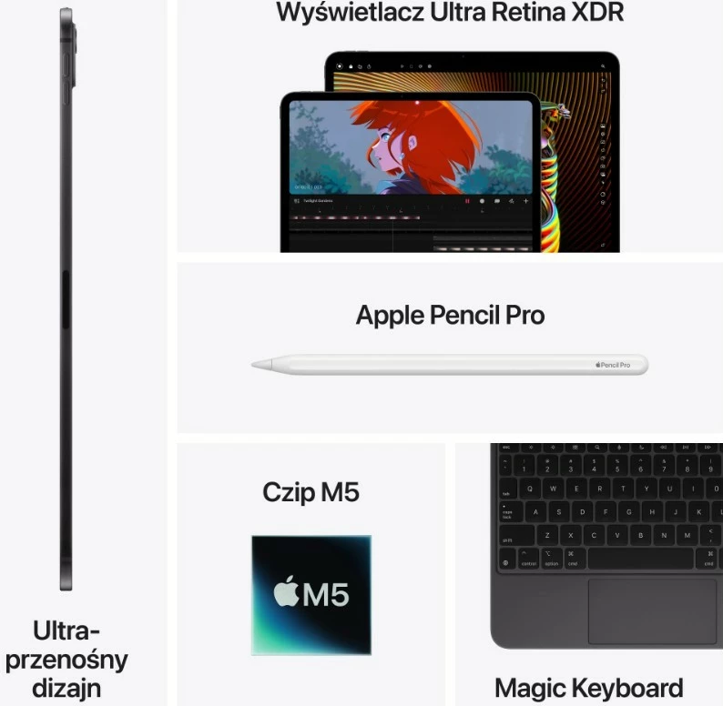 Tablet, Apple, iPad Pro 11-inch Wi‑Fi, 1TB, Ultra Retina XDR OLED, Thunderbolt 4, iPadOS 26, Star Black