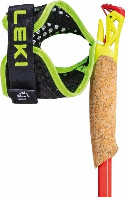 Shkopinj trekkingu Leki Vertical K 125 cm, 100% karbon, dorezë kork, zi/kuqe-verdhë, set 2 copë