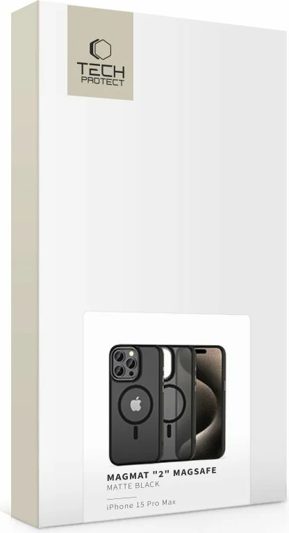 Mbështjellës Tech-Protect MagMat 2 për iPhone 15 Pro Max, MagSafe, i zi, gjysmë-transparent
