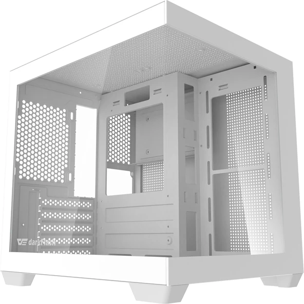 Kasë, Darkflash C275P, Mini Tower M-ATX/ITX, panoramike 270° me xham të temperuar, pa ventilatorë, e bardhë