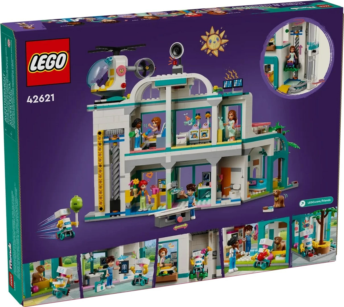 Set LEGO Friends Heartlake City Hospital 42621, 5 minifigura, për fëmijë, shumëngjyrësh