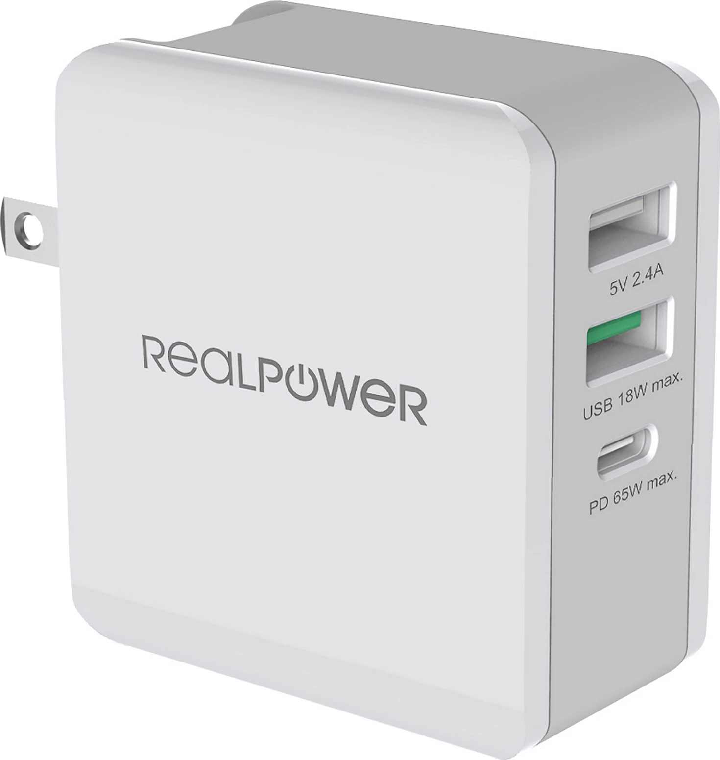 Karikues muri RealPower DeskCharge-65 Travel, 65W, USB-C PD + 2x USB-A, gri