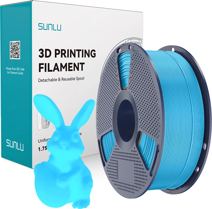 Filament 3D PLA Sunlu PLA Glow TB 1.75 mm 1 kg Glow in the Dark, blu