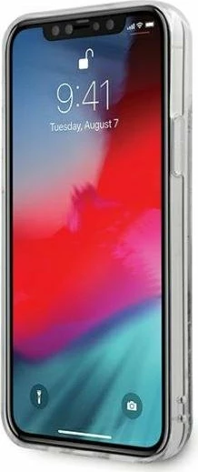 Mbështjellës KARL LAGERFELD KLHCP12SPABGNU për iPhone 12 Mini, hard transparent me glitter rozë "Peek a Boo", transparent