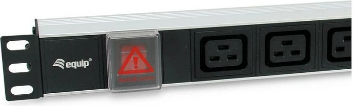 Prizë rackmount Equip 1U, 6x IEC C19, me ndërprerës, e zezë