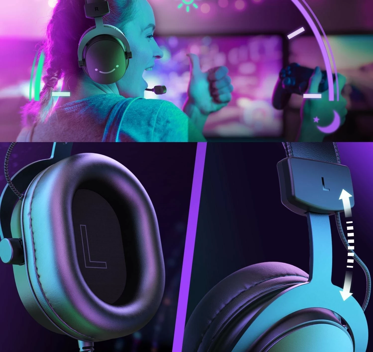 Kufje Fifine H9, 7.1 Surround, USB + 3.5mm, me mikrofon, të zeza