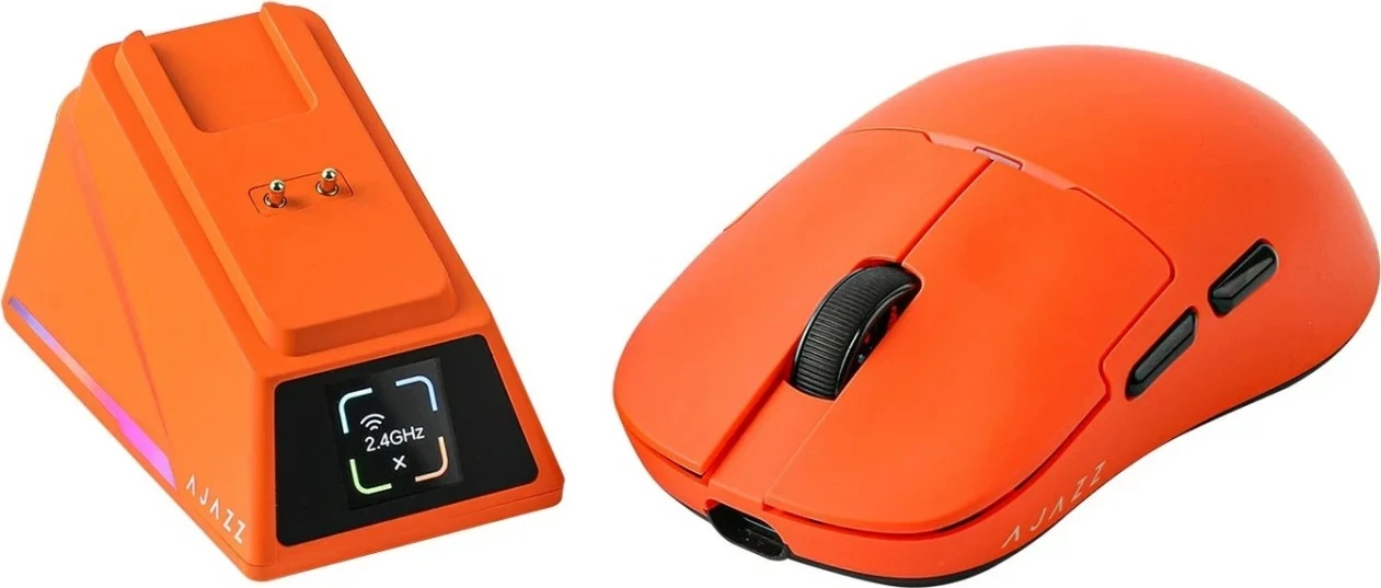 Maus Ajazz AJ159 APEX, wireless/USB-C, 8K polling, sensor PAW3950, me dock karikimi, portokalli