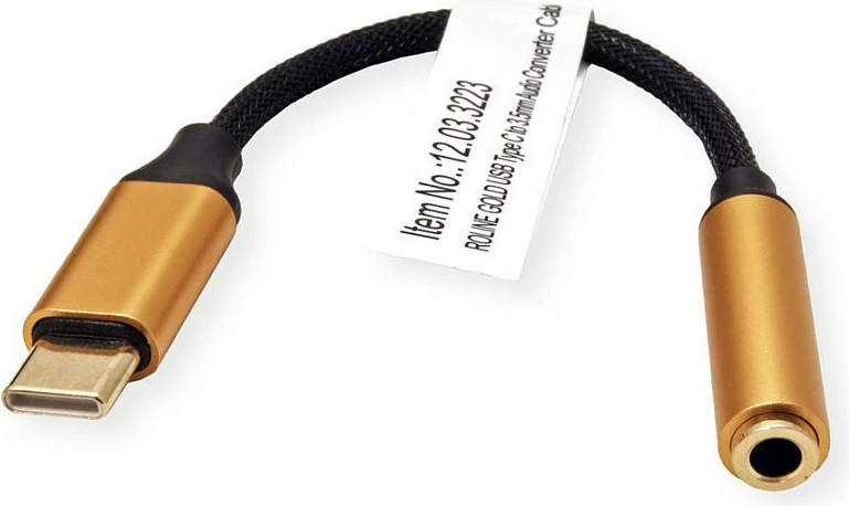 Adapter kabllo audio USB-C në 3.5mm ROLINE 12.03.3223, 0.13 m, e zezë/ari