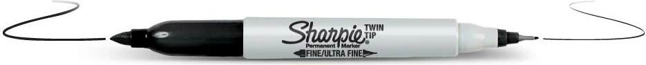 Marker Sharpie Twin Tip, Fine/Ultra Fine, 0.5 mm/0.9 mm, e zezë/gri, 12 copë