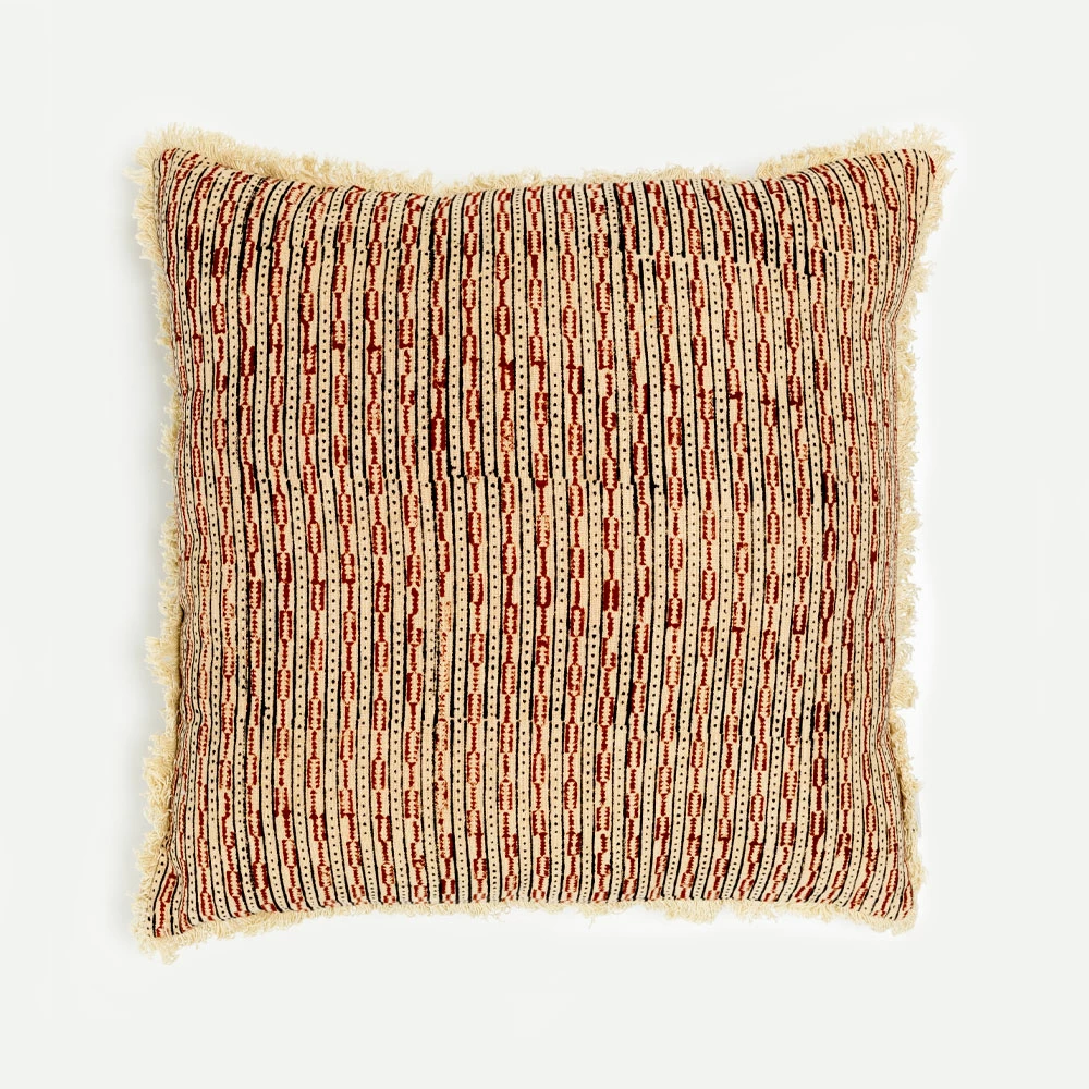 Jastëk dekorativ, ngjyrë terrakote-bezhë, pambuk-viskozë, 50x50cm