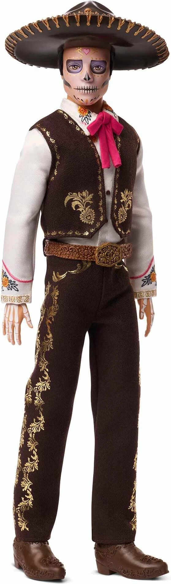Kukull koleksionuese Ken Mattel Signature Dia De Muertos 2025 JBJ06 me aksesorë, certifikatë autenticiteti dhe stand