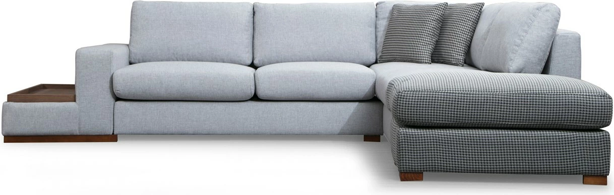 Këndare Atelier del Sofa, Loop 4, ngjyrë gri e çelët, me pouf dhe tavolinë anësore