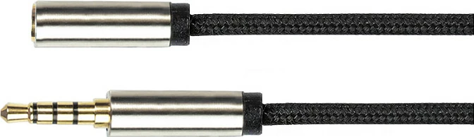 Kabllo audio PYTHON Series 3.5mm 4-pol mashkull-në-femër, 1m, e zezë