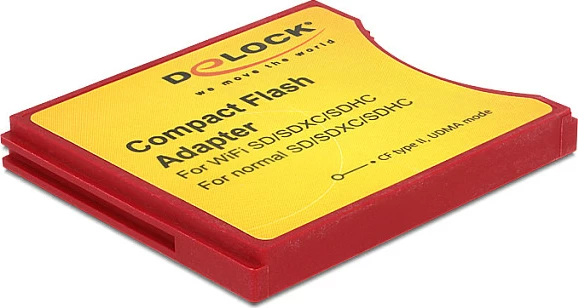 Adapter CompactFlash DeLOCK 62542, për SD/SDHC/SDXC, kuqe/verdhë