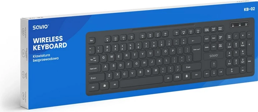 Tastierë Savio KB-02, wireless, QWERTY, e zezë