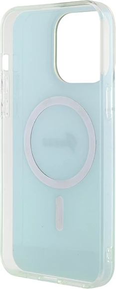 Mbështjellës Guess IML Iridescent MagSafe për iPhone 15 Pro, turquoise