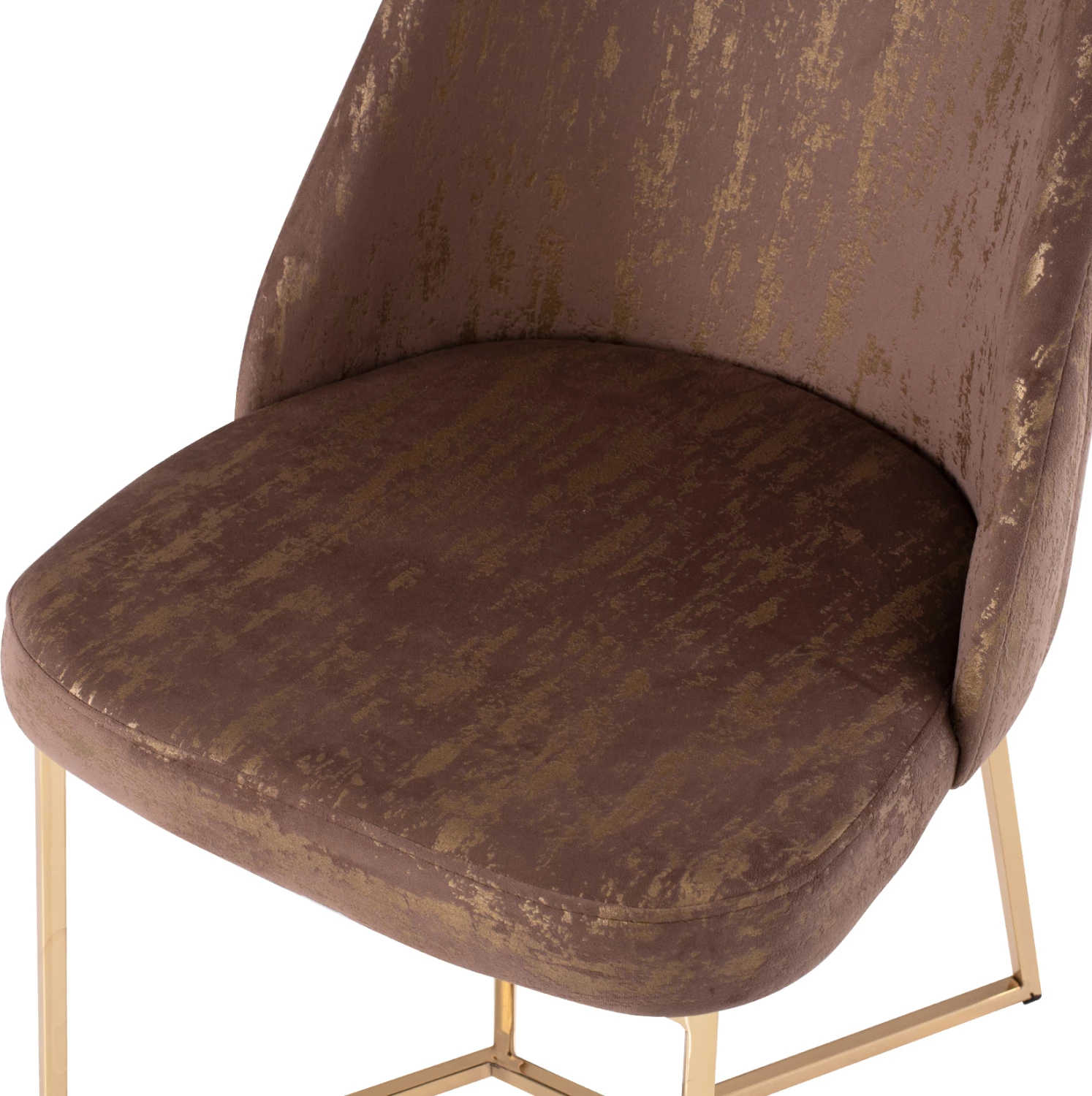 Karrige profesionale ZIZI, kadife kafe, bazë e artë, 52x62x92H cm