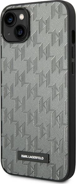 Mbështjellës Karl Lagerfeld KLHCP14SSAKLHPG për iPhone 14 6.1", Saffiano Mono Metal Logo, Gri