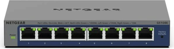 Switch NETGEAR GS108Ev4, Gigabit Ethernet, 8 porte, Gri