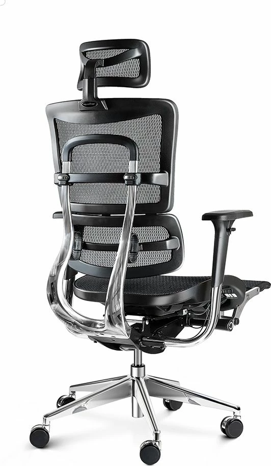 Karrige zyre Diablo Chairs V-Master, me mbështetëse këmbësh, tapiceri pëlhure, e zezë