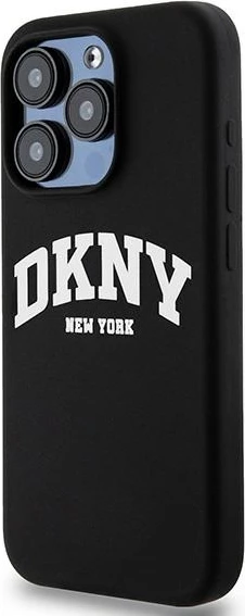 Mbështjellës DKNY Liquid Silicone me logo të bardhë, MagSafe, për iPhone 14 Pro, i zi