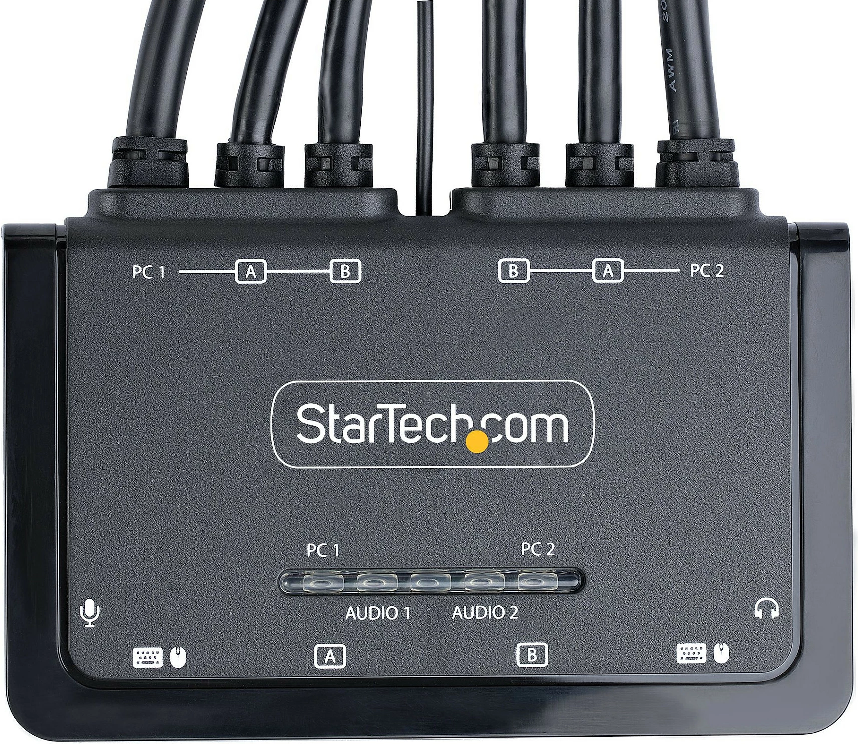 Switch KVM StarTech 2-Port Dual Monitor HDMI, 4K 60Hz, kabllo të integrume 1.5m, i zi