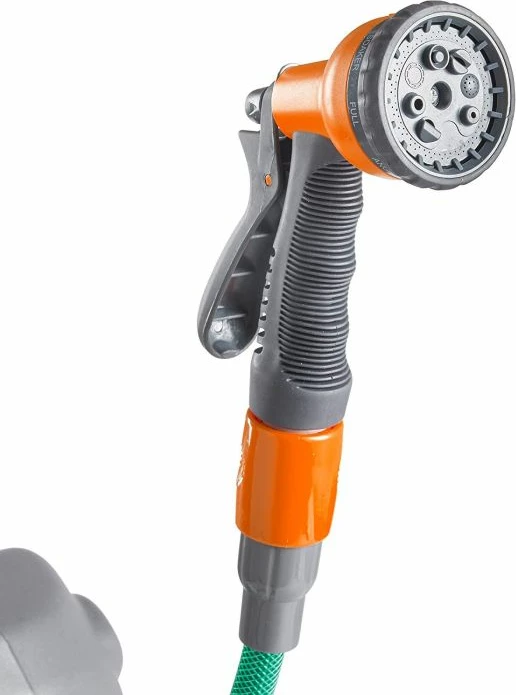 mbajtës zorre muri VonHaus 2500013, 30m, rrotullim automatik, pistoletë spërkatëse 8-funksione, rrotullim 180°, gri/jeshile