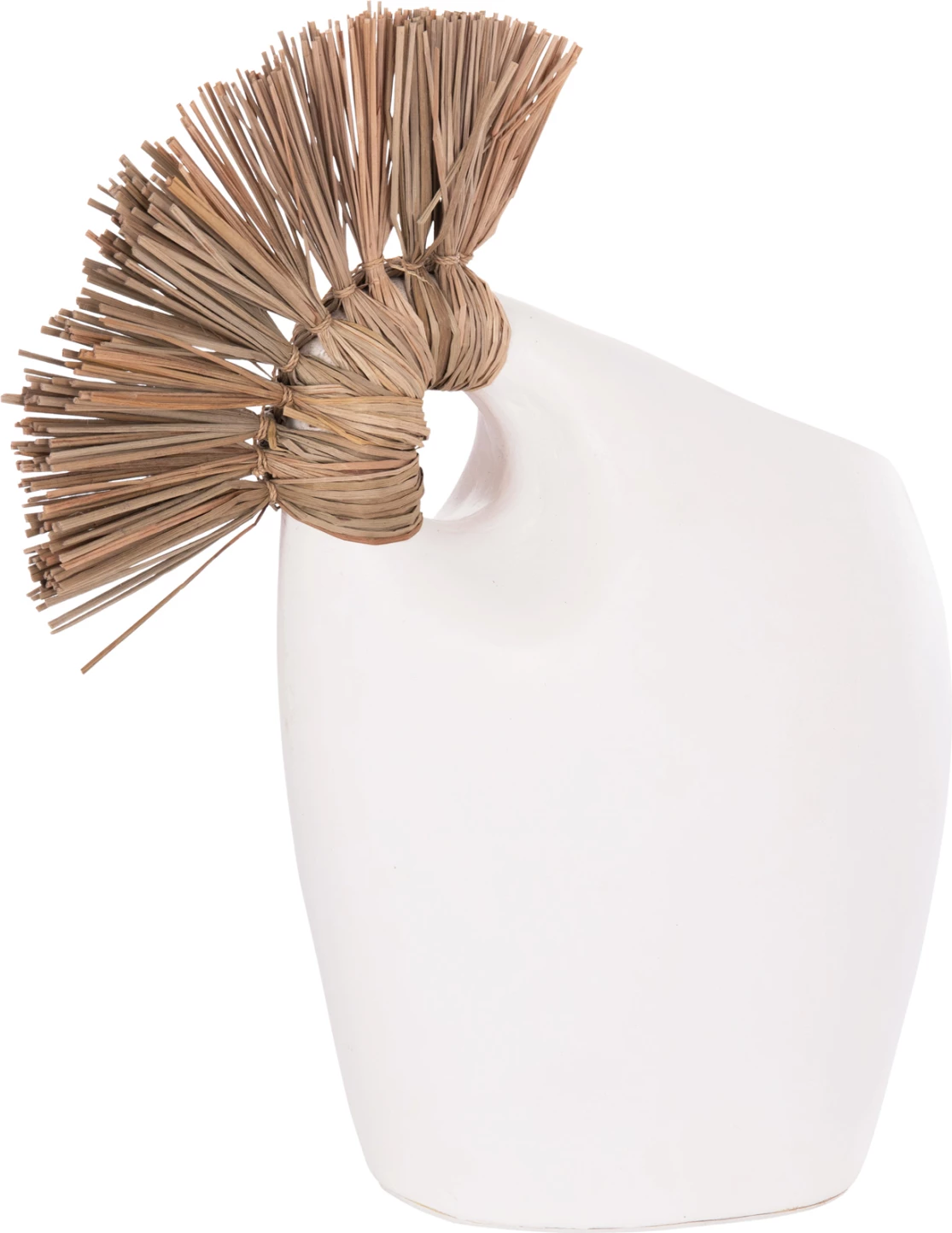 Vazo dekorative tavoline ALICA2, terrakotë e bardhë, dorezë me bar, 44x18x50cm