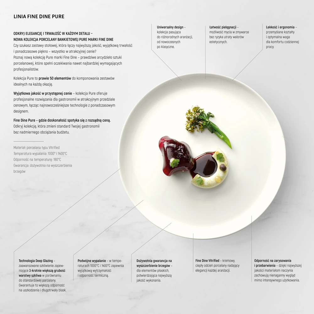 Pjatë porcelani Fine Dine Pure Crema Ø250 mm, krem, set 4 copë