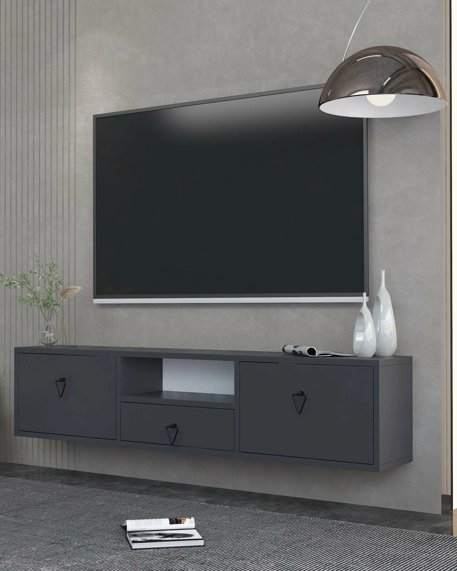 Komodë për TV, Skye Decor, 1303-DROP-1, antracit, e zezë