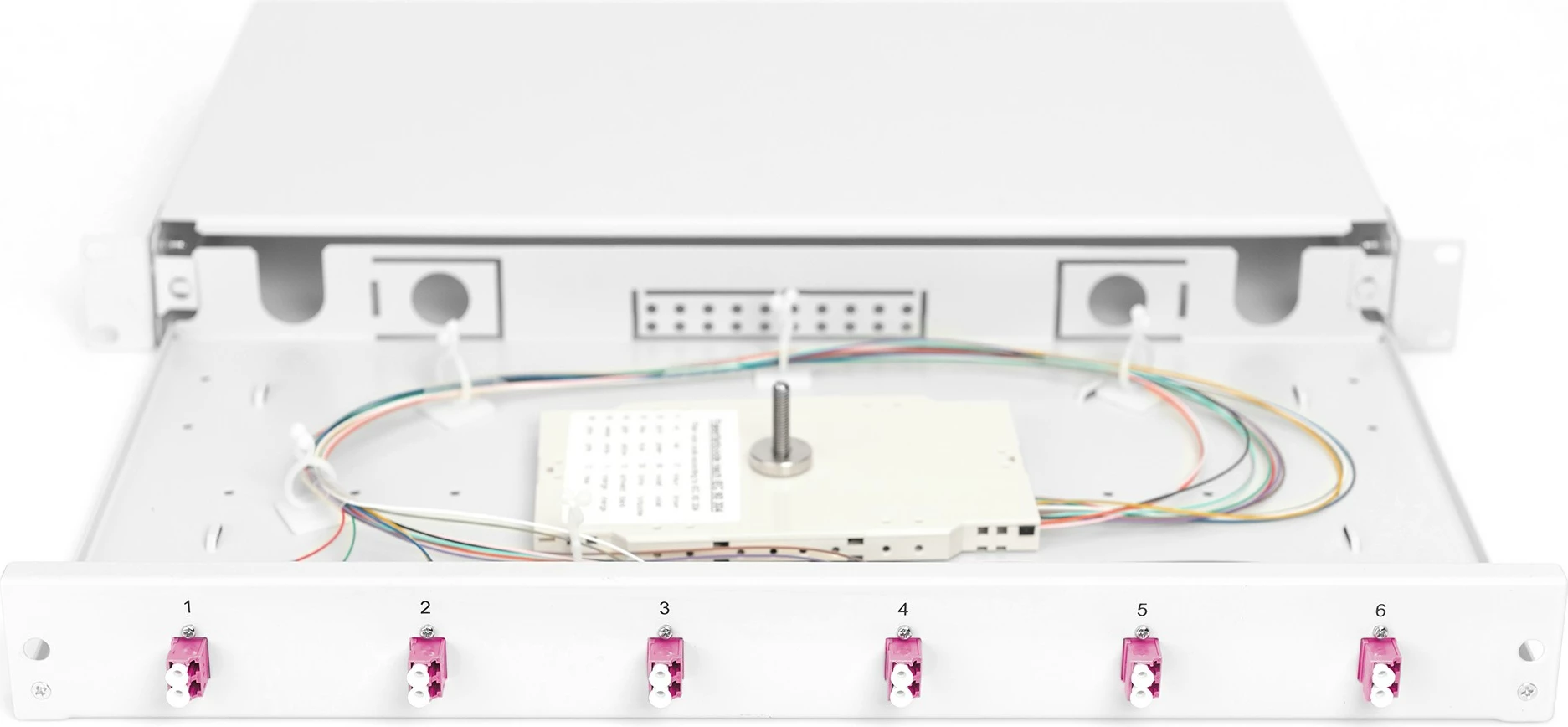 Panel menaxhimi kabllosh Digitus FO splice box 1U, LC, OM4, çelik, gri