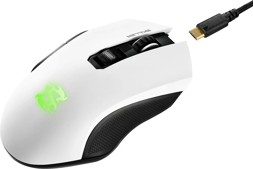 Maus SHARKOON SKILLER SGM3, wireless/USB, 930mAh, i bardhë