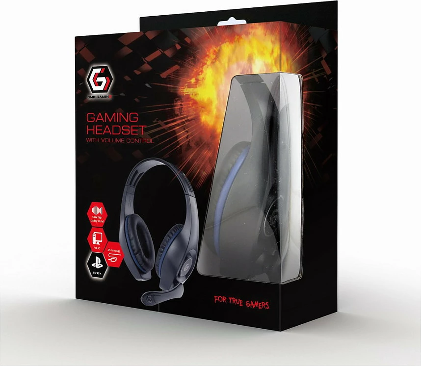 Kufje Gembird Gaming Headset, 3.5 mm, kabllo 2 m, zi/blu