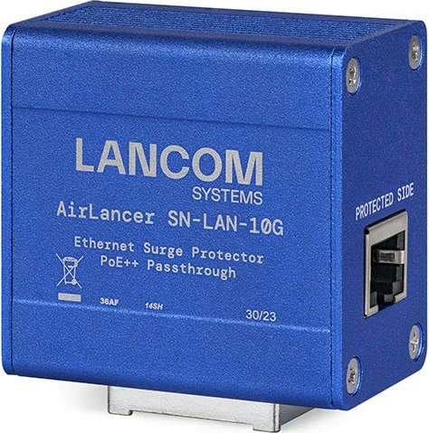 Adapter mbrojtës rrufe LANCOM AirLancer SN-LAN-10G, 10 Gigabit Ethernet, PoE, alumini, kaltër