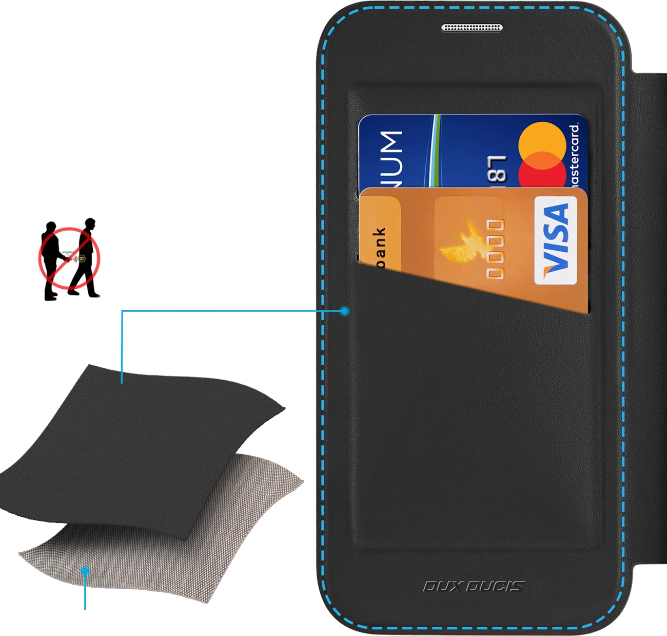 Mbështjellës Dux Ducis Skin X Pro për iPhone 17 Pro Max, me portofol, MagSafe, i zi