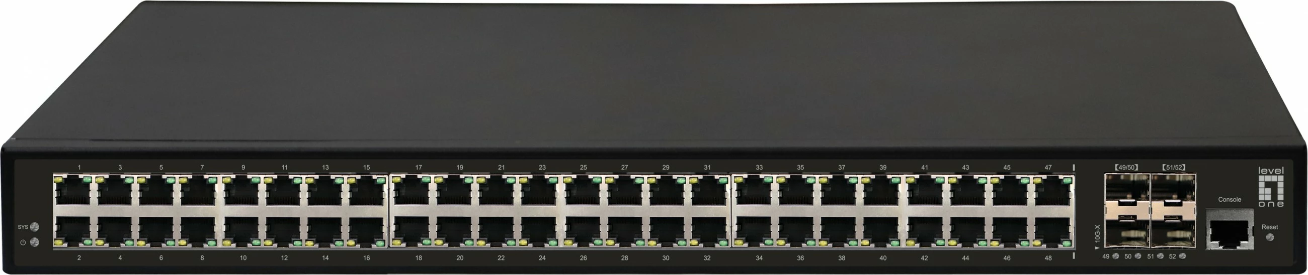 Switch Level One GTL-5291, 48 porta Gigabit, 4 porta 10G SFP+, Managed, 1U, e zezë