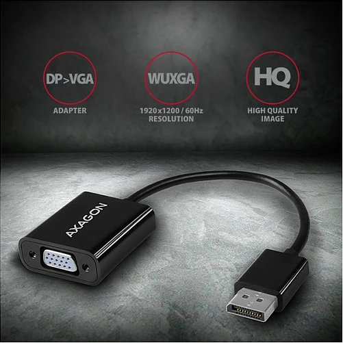 Adapter DisplayPort në VGA Axagon RVD-VGN, WUXGA, i zi