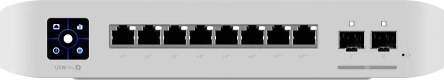 Switch Ubiquiti UniFi Switch Pro 8 PoE, 8-port Gigabit, 2x SFP+ 10Gb, PoE+/PoE++, i bardhë