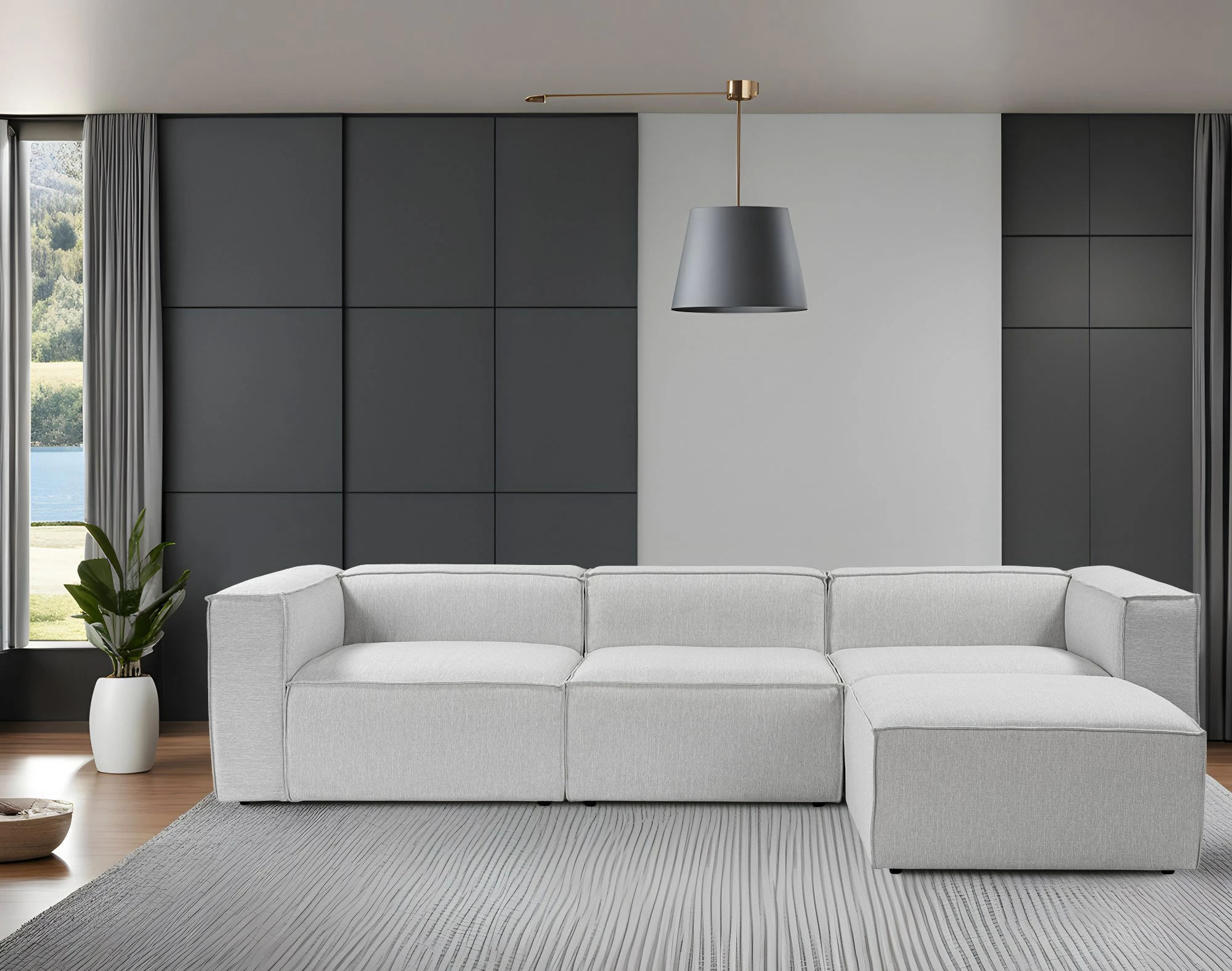 Këndsofa Atelier del Sofa, ngjyrë gri, Fora