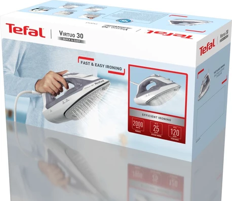 Hekur Tefal Virtuo 30 FV2C43E0 2000 W pllakë qeramike, avull dhe i thatë Gri/Bardhë