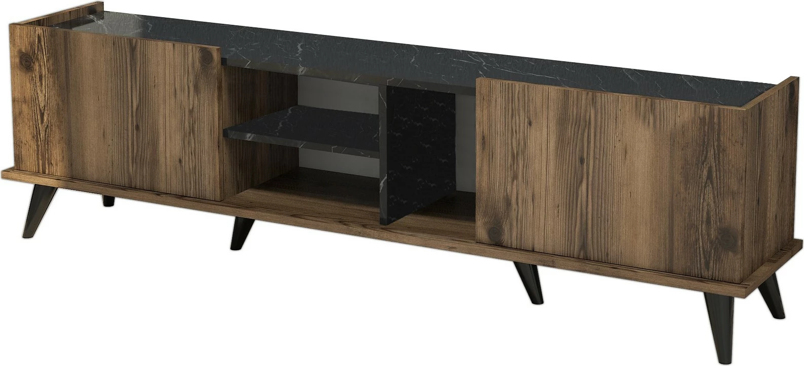 Komodë TV Hanah Home, Elegante 1330, ngjyrë arre dhe e zezë