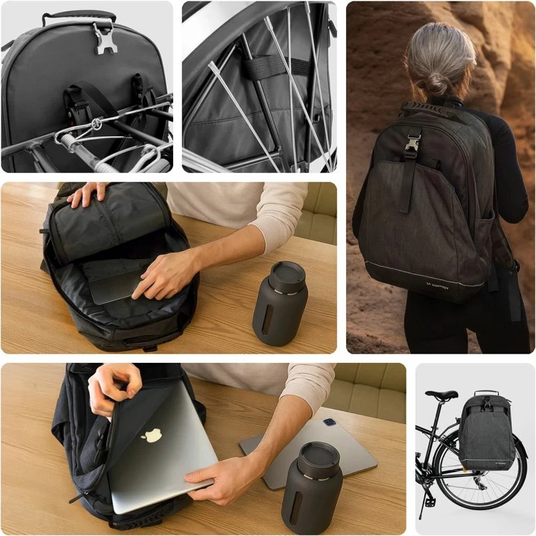 Çantë biçiklete 2-në-1 Wozinsky WBB33BK, e zezë, 40L