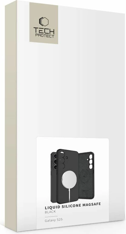 Mbështjellës Tech-Protect Liquid Silicone MagSafe për Samsung Galaxy S25, i zi