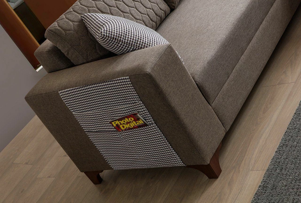 Kënd divan-krevat Atelier del Sofa, Loft, ngjyrë kafe, me 8 jastëkë